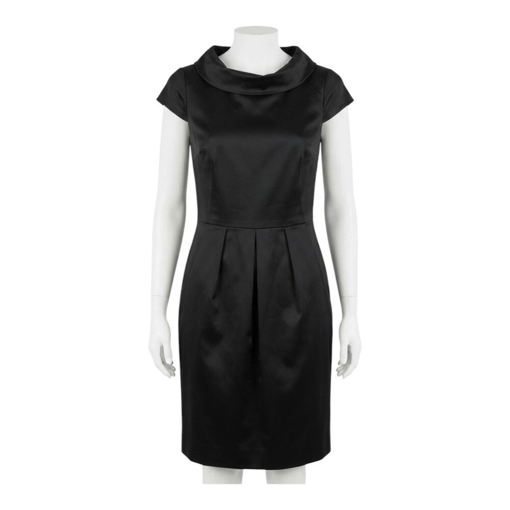 Banana Republic Black Cowl Neck Pleated Fit & Flare Dress Women’s Size 12